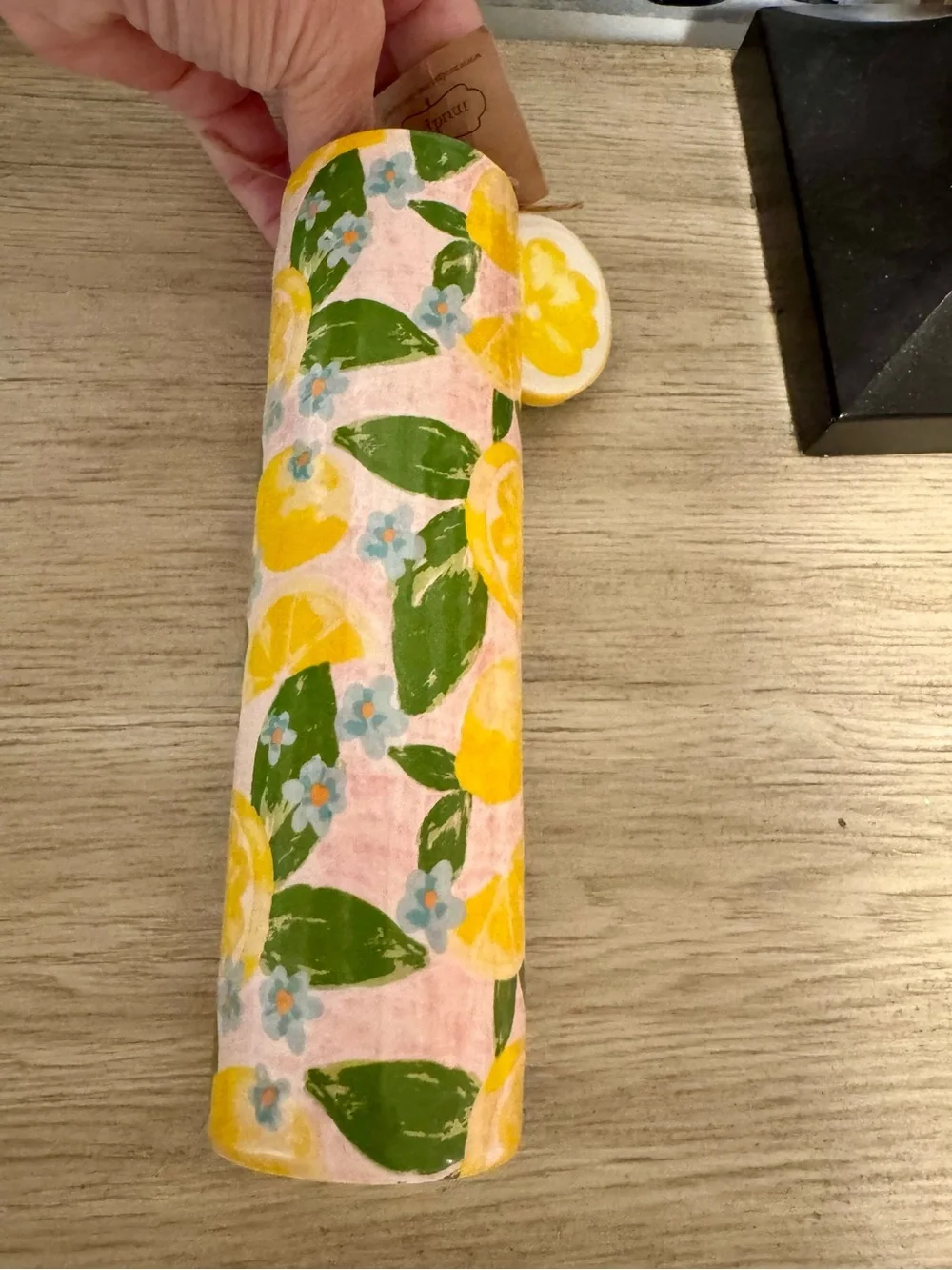Mud Pie Squeeze The Day Lemon Pattern Tall Vase - New